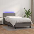 vidaXL Boxspring posteľ s matracom a LED sivá 80x200 cm umelá koža