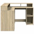 vidaXL Stôl s LED svetlami dub sonoma 130x130x91 cm kompozitné drevo
