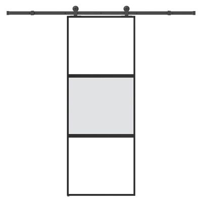 vidaXL Posuvné dvere s kovaním 76x205 cm tvrdené sklo a hliník úzke