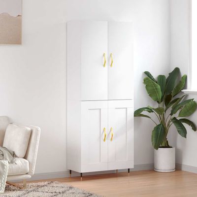 vidaXL Vysoká skrinka biela 69,5x34x180 cm spracované drevo