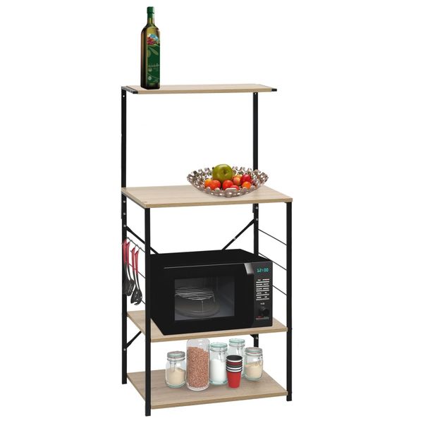 vidaXL Skrinka na mikrovlnku čierna+dub 60x39,6x123cm kompozitné drevo