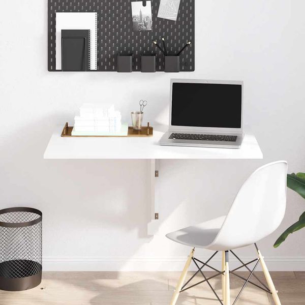 vidaXL Skladací stolík na stenu, biely 100x60 cm