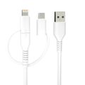 Forever recycling kábel 3v1 1,5m 2,4A USB-A -USB-C+ microUSB + Lightning KR3W1-00 biely