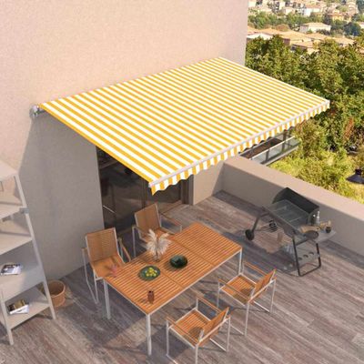 vidaXL Ručne zaťahovacia markíza 500x350 cm žltá a biela