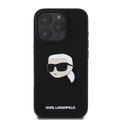 Puzdro Karl Lagerfeld pre iPhone 16 Pro 6,3" KLHMP16LSKHPPLK čierne tvrdé puzdro Silicone KL Head Print MagSafe