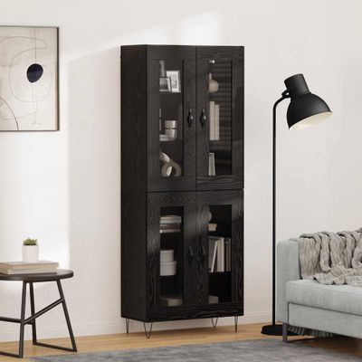 vidaXL Highboard Čierny dub 69,5 x 34 x 180 cm Kompozitné drevo