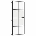 vidaXL Vnútorné dvere tenké čierne 83x201,5 cm tvrdené sklo a hliník