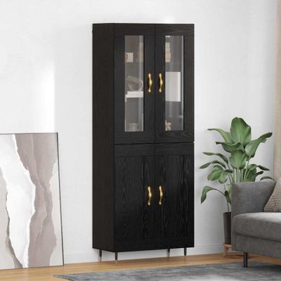 vidaXL Highboard 2 pcs Čierny dub Kompozitné drevo
