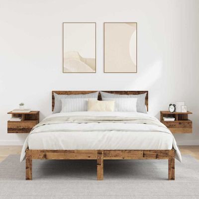 vidaXL Vzdušný nočný stolík Nástenný 2 pcs Staré drevo 40 x 31 x 28 cm