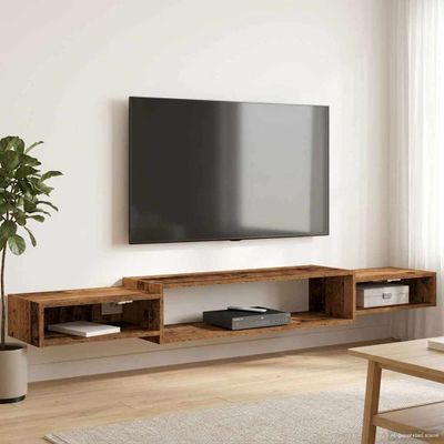 vidaXL Nástenný TV kabinet Nástenná montáž Staré drevo