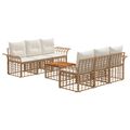 vidaXL Záhradná súprava gaučov 7 ks Prírodná a krémovo biela polyratan