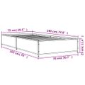 vidaXL Posteľný rám dymový dub 75x190 cm kompozitné drevo a kov