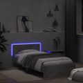 vidaXL Posteľný rám s čelom a LED svetlami betónovo sivý 100x200 cm