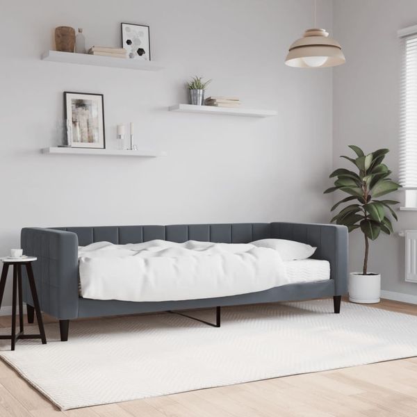 vidaXL Denná posteľ s matracom tmavosivá 80x200 cm zamat