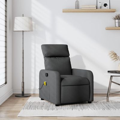 vidaXL Masážne kreslo s polohovacím mechanizmom, tmavosivá látka