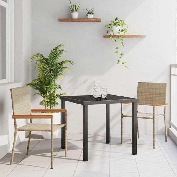 vidaXL Záhradný jedálenský set s vankúšom 3 pcs Béžová polyratan