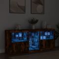 vidaXL Komoda s LED svetlami dymový dub 162x37x67 cm