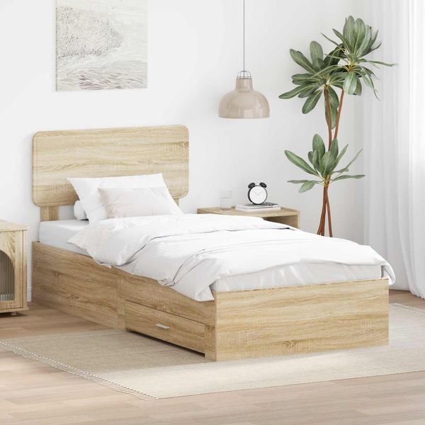 vidaXL Rám postele Sonoma dub 100 x 200 cm Kompozitné drevo