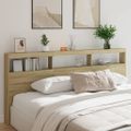 vidaXL Skrinka na čelo postele s LED dub sonoma 220x17x102 cm