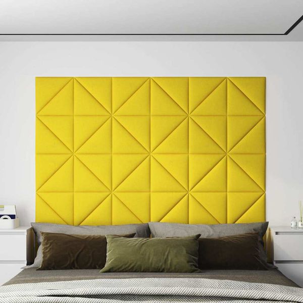 vidaXL Nástenné panely 12 ks bledožlté 30x30 cm látka 0,54 m²
