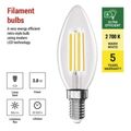 LED žiarovka Filament sviečka A CLASS / E14 / 3,8 W (60 W) / 806 lm / teplá biela