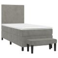 vidaXL Posteľný rám boxsping s matracom bledosivý 100x200 cm zamat