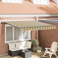 vidaXL Sklopná markíza Zelená a žltá 350 x 250 cm Polyester a hliník
