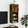 vidaXL TV skrinka s LED svetlami dymový dub 40,5x30x102 cm