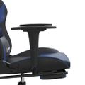 vidaXL Masážna herná stolička s podnožkou čierna a modrá umelá koža