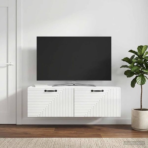 vidaXL Nástenná TV skrinka Biela s vysokým leskom 98 x 41 x 30 cm