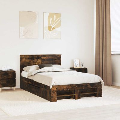 vidaXL Rám postele Dymová dub 120 x 200 cm Kompozitné drevo