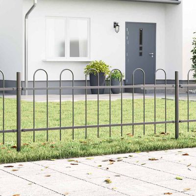vidaXL Záhradný plot 7 pcs Sivá 11,9 x 0,6 m Práškovaná oceľ