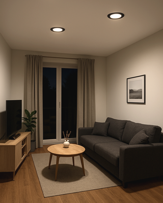 Q-51M LED panel 6W 660lm 4000K čierny - kruhový vstavaný Qtec