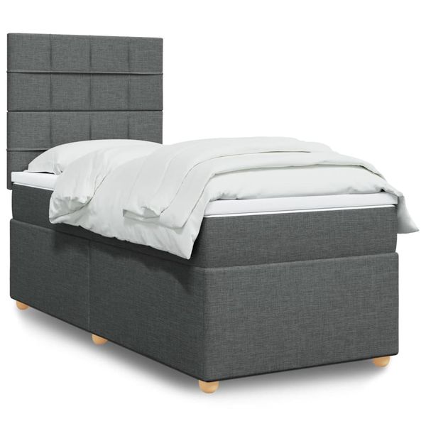 vidaXL Boxspring posteľ s matracom tmavosivá 100x200 cm látka