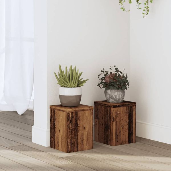 vidaXL Stojany na rastliny 2 ks staré drevo 15x15x20 cm kompoz. drevo