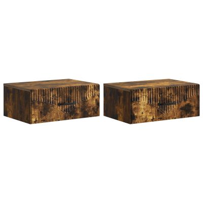 vidaXL Nástenná nočná skrinka 2 pcs Dymový dub 49 x 34,5 x 20 cm