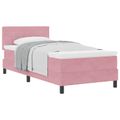 vidaXL Posteľ s pružinovým rámom s matracmi Ružová 90 x 190 cm Zamat