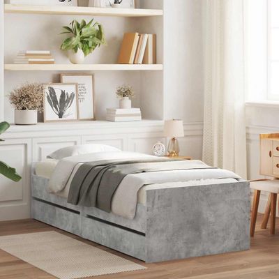 vidaXL Rám postele so zásuvkami betónovo-sivý 100x200 cm