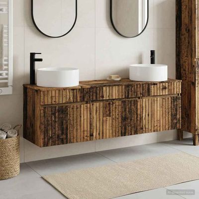 vidaXL Set kabinetov do kúpeľne 3 ks Staré drevo 49 x 44,5 x 65,5 cm