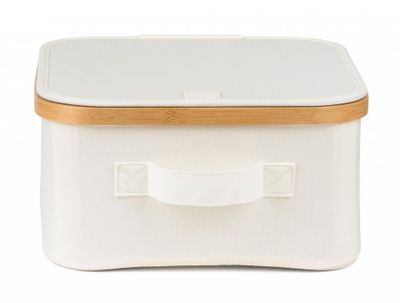 Úložný box G21 30 x 30 x 15 cm, bambusový s vekom, béžový
