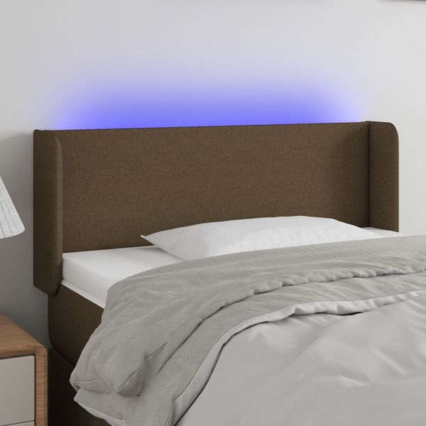 vidaXL Čelo postele s LED tmavohendé 83x16x78/88 cm látka