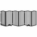 vidaXL Brána pre psa dvere sklad. 6-panel. čierna 300cm topoľové drevo