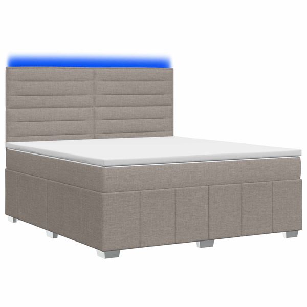 vidaXL LED boxspring posteľ s matracom Sivohnedá 140 x 190 cm Látka