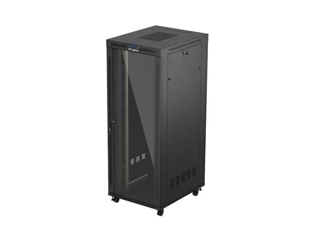 19'' voľne stojaca racková skriňa 42U/800x1000 (flat pack) s presklenými dverami LCD čierna Lanberg V2