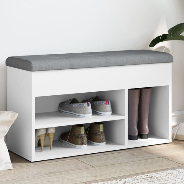 vidaXL Lavica na topánky biela 82x32x45,5 cm, umelé drevo