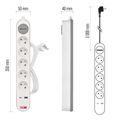 Predlžovací kábel EMOS P1513FC / 3 m / 5 zásuviek / s vypínačom / bielo-sedý / 1×USB-A + 1×USB-C / 1,5 mm2