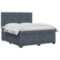 vidaXL Posteľ boxspring s matracom Tmavosivá 160 x 200 cm Zamat