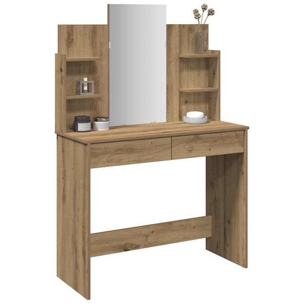 vidaXL toaletný stolík so zrkadlom Artisan Dub 96x39x142 cm
