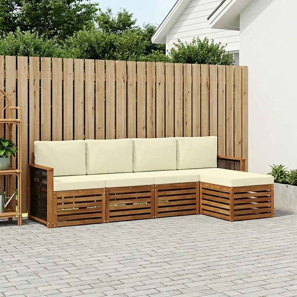 vidaXL Záhradná súprava gaučov s vankúšom 5 pcs Prírodná a krémová
