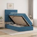 vidaXL Postel s úložným prostorem a matrací Tmavomodrá 100 x 200 cm